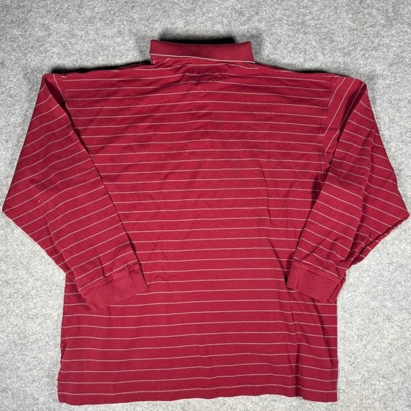 Tommy Hilfiger Golf Mens Large Burgundy Striped Long Sleeve Polo Shirt Los Altos - Picture 5 of 9